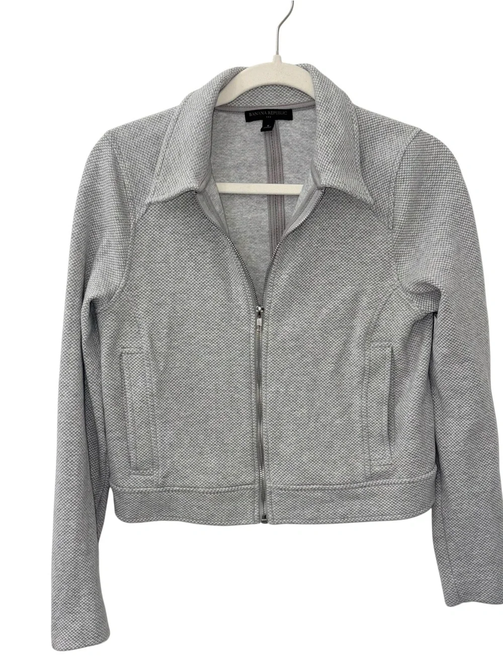 Banana Republic Light Gray Zip-Front Women's Jacket size Small
